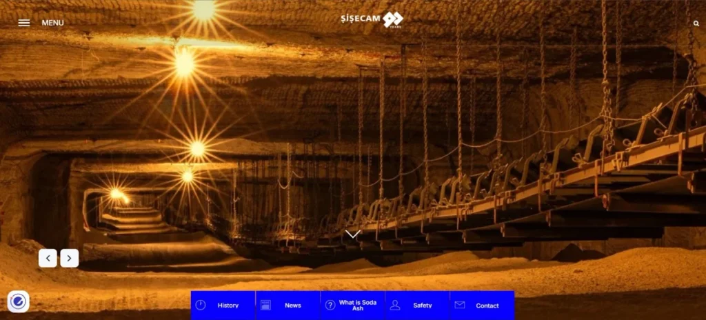 Şişecam Resources homepage screenshot — natural soda ash producer