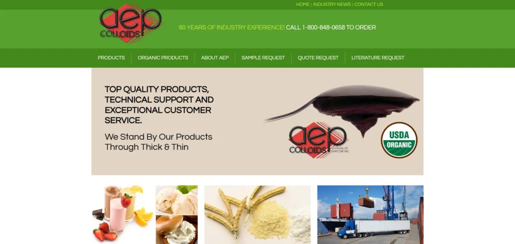 AEP Colloids homepage for guar gum supply and custom stabilizer manufacturing