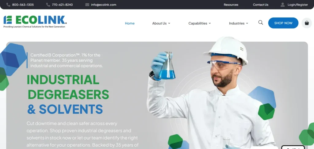 Ecolink homepage — industrial isopropyl alcohol and cleaning solvent supplier