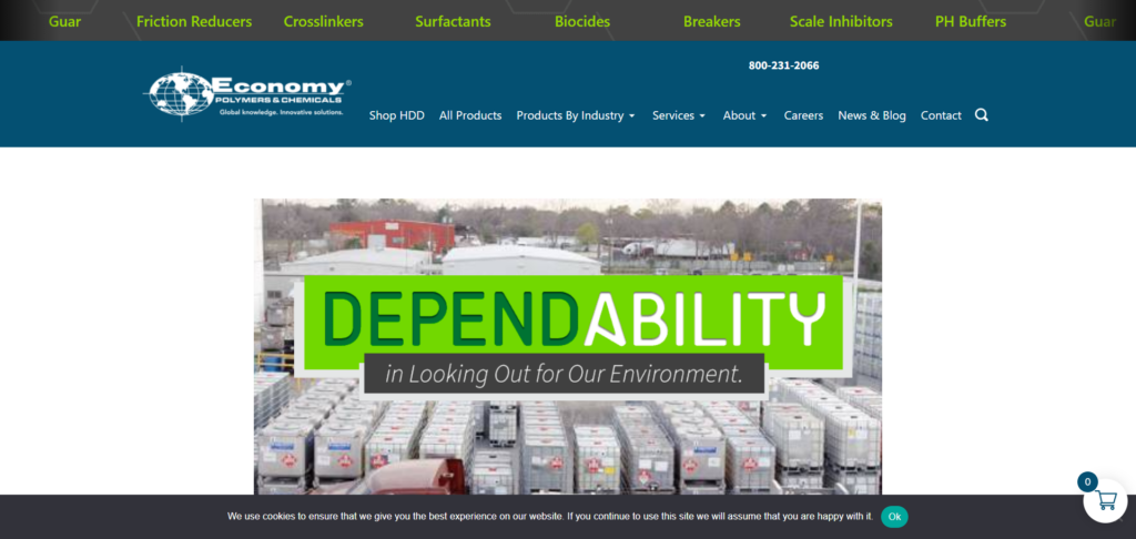 Economy Polymers & Chemicals homepage for oilfield guar gum manufacturing and supply