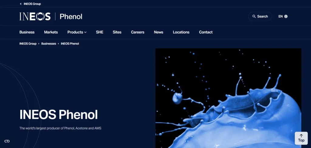 INEOS Phenol homepage — phenol and acetone manufacturer
