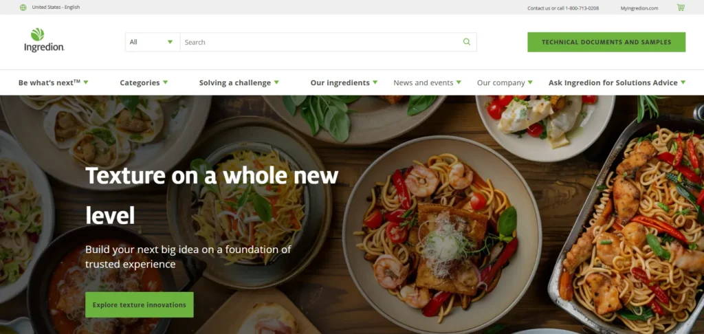 Ingredion homepage for specialty food ingredients and guar gum supply