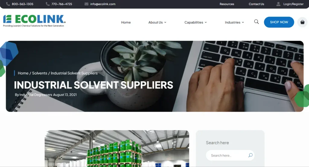 Ecolink industrial solvent supply and chemical solutions