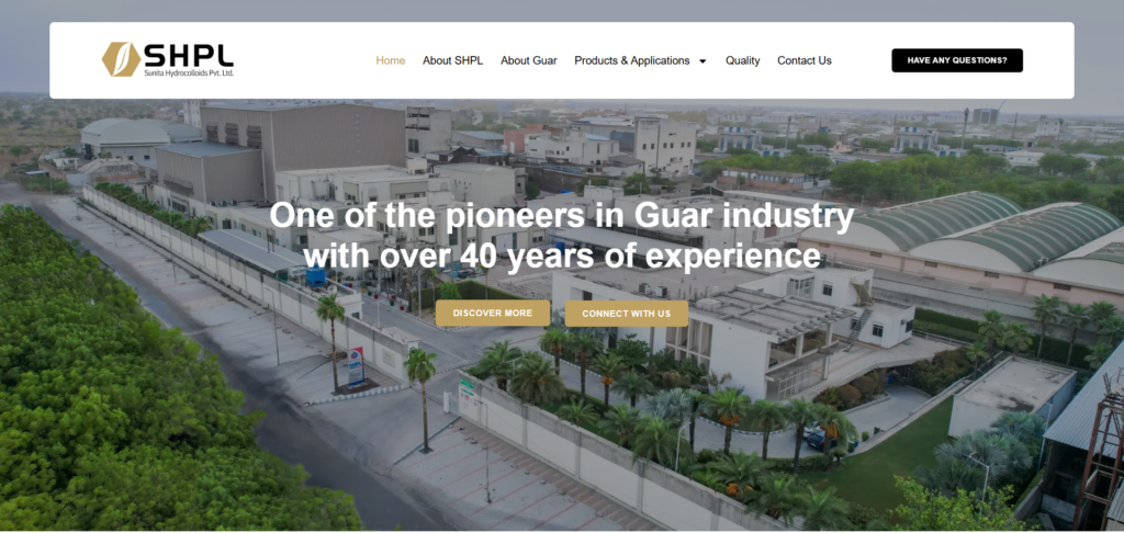 Sunita Hydrocolloids homepage for guar gum manufacturing and U.S. distribution