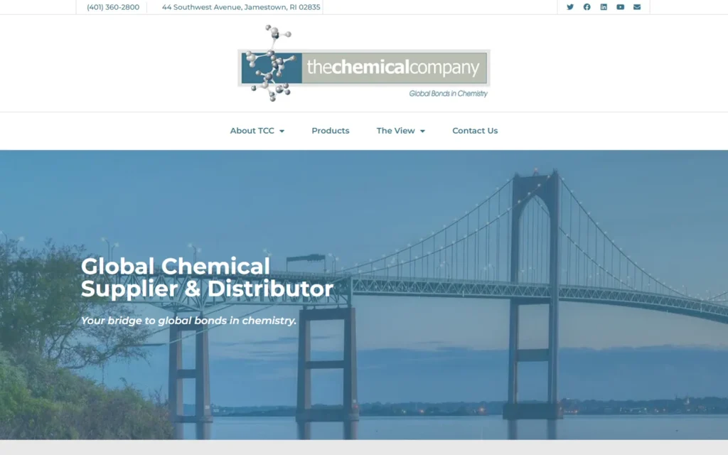 The Chemical Company homepage showing its global chemical supply and distribution services.
